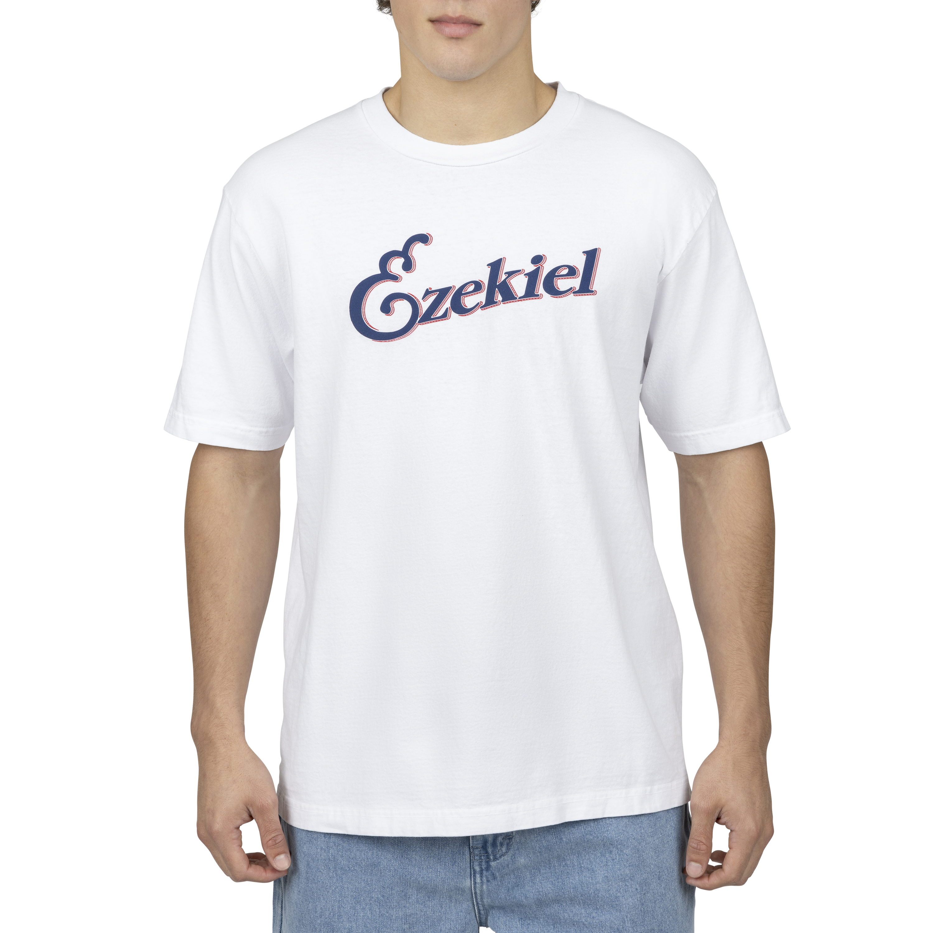 Ezekiel Racket Tee – White Cotton Graphic T-Shirt