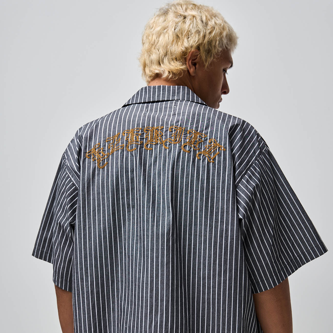 Mullen Short Sleeve Woven Shirt - Pinstripe Button-Up with