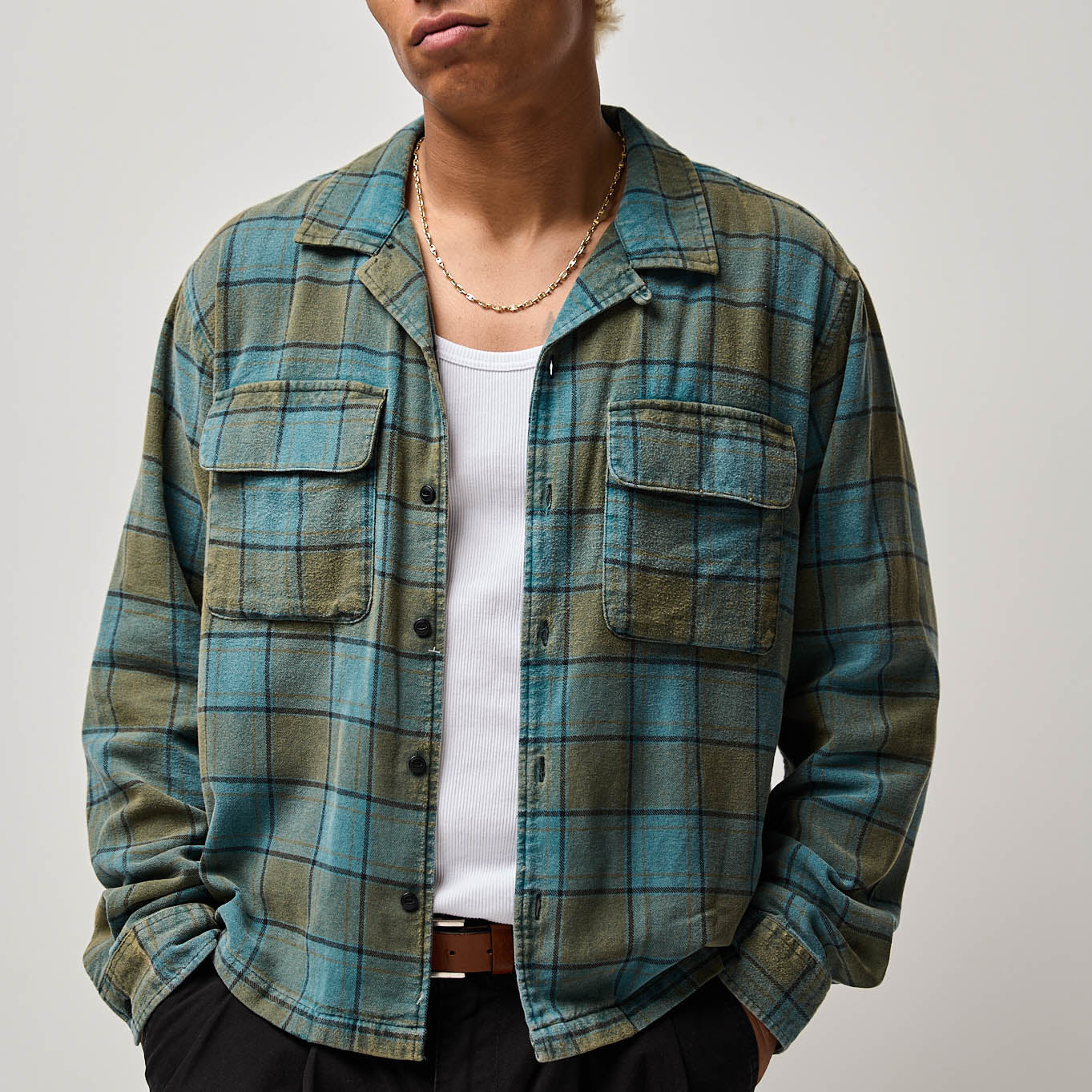 Rebel Long Sleeve Woven Shirt - Military Green Plaid Flannel – Ezekiel