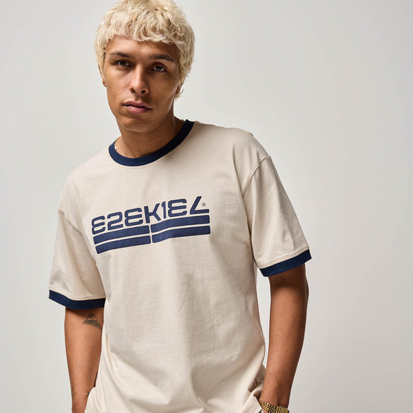 Ezekiel Muska Ringer Tee – Bone Short Sleeve Retro Skate Shirt