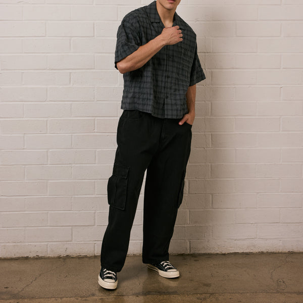 Ezekiel Tully Baggy Cargo Pants – Black Denim Skate Utility