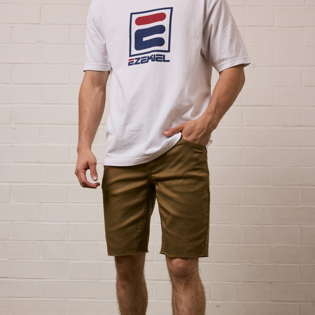 NOW DENIM SHORT - COFFEE