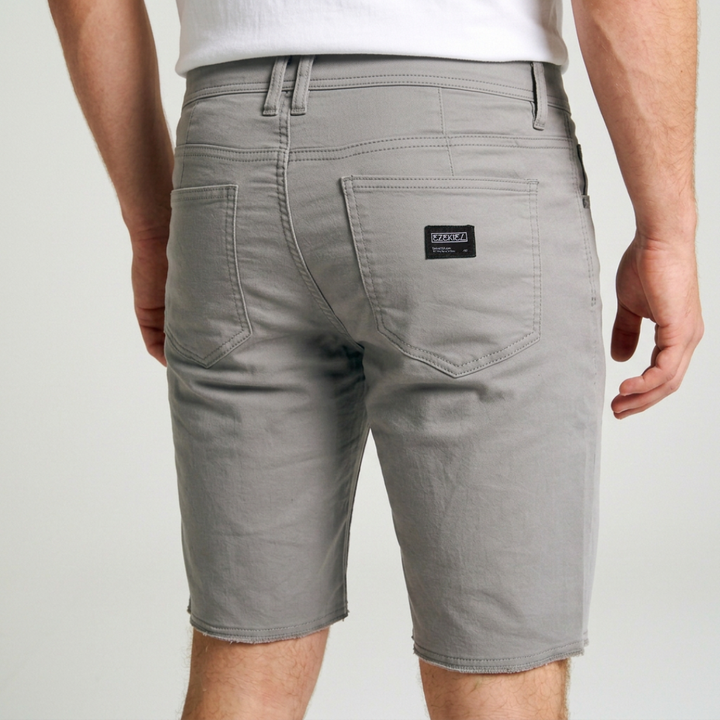 Now Denim Shorts - Medium Grey