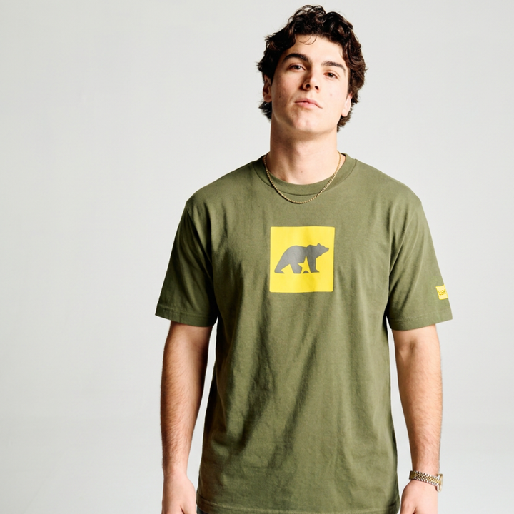 Square Bear Tee - Military Green