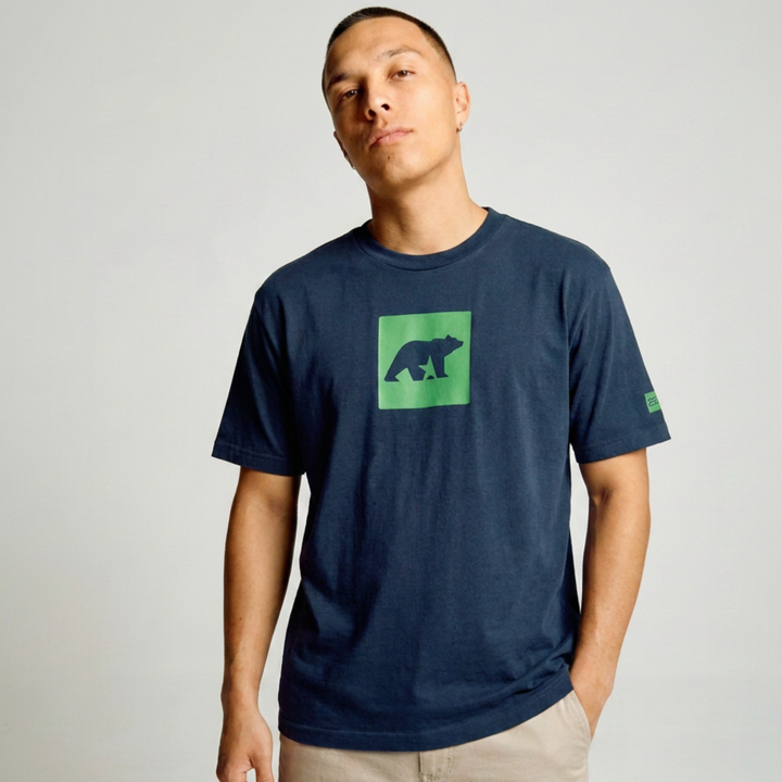 Square Bear Tee - Navy Blue