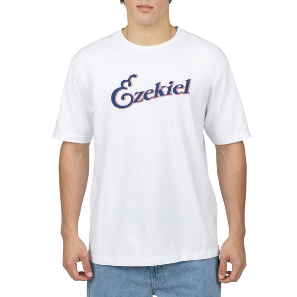 Ezekiel Racket Tee – White Cotton Graphic T-Shirt