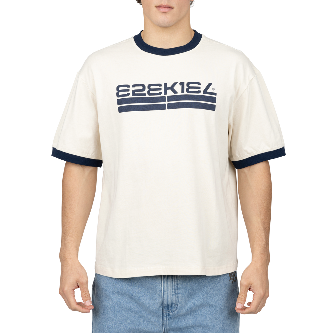 Ezekiel Muska Ringer Tee – Bone Short Sleeve Retro Skate Shirt Ezekiel Muska Ringer Tee – Bone Short Sleeve Retro Skate Shirt