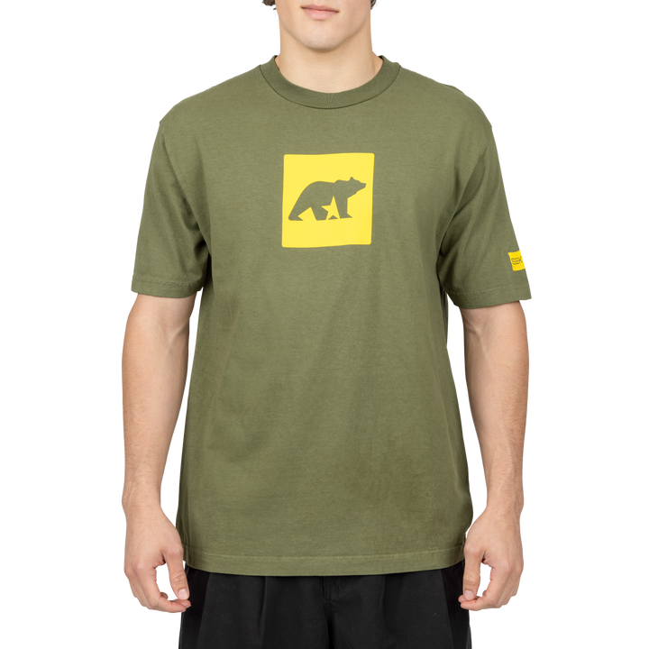 Square Bear Tee - Military Green