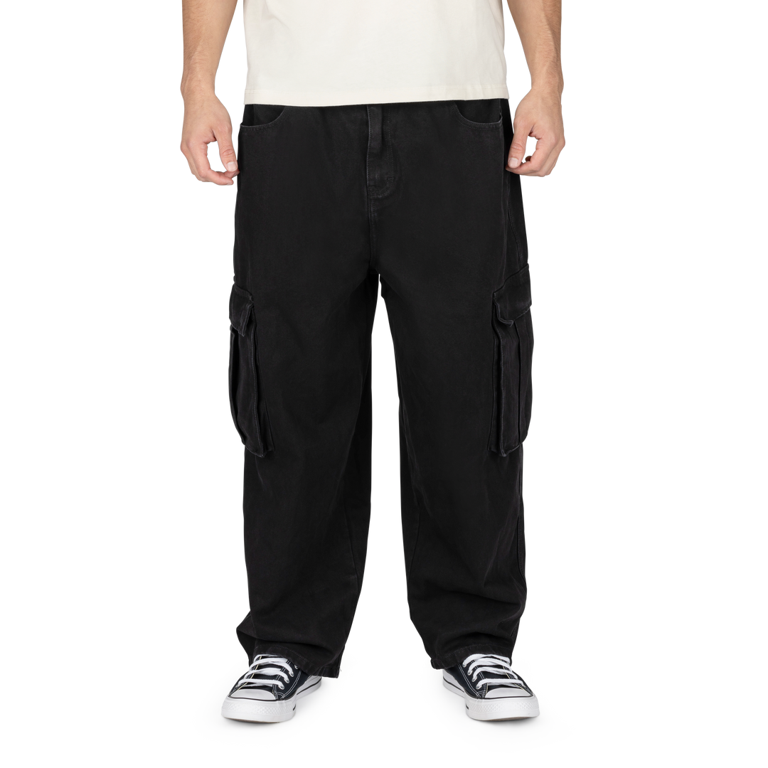 Ezekiel Tully Baggy Cargo Pants – Black Denim Skate Utility Ezekiel Tully Baggy Cargo Pants – Black Denim Skate Utility