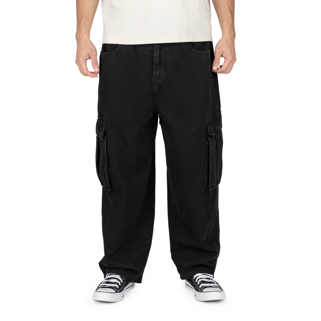 Ezekiel Tully Baggy Cargo Pants – Black Denim Skate Utility