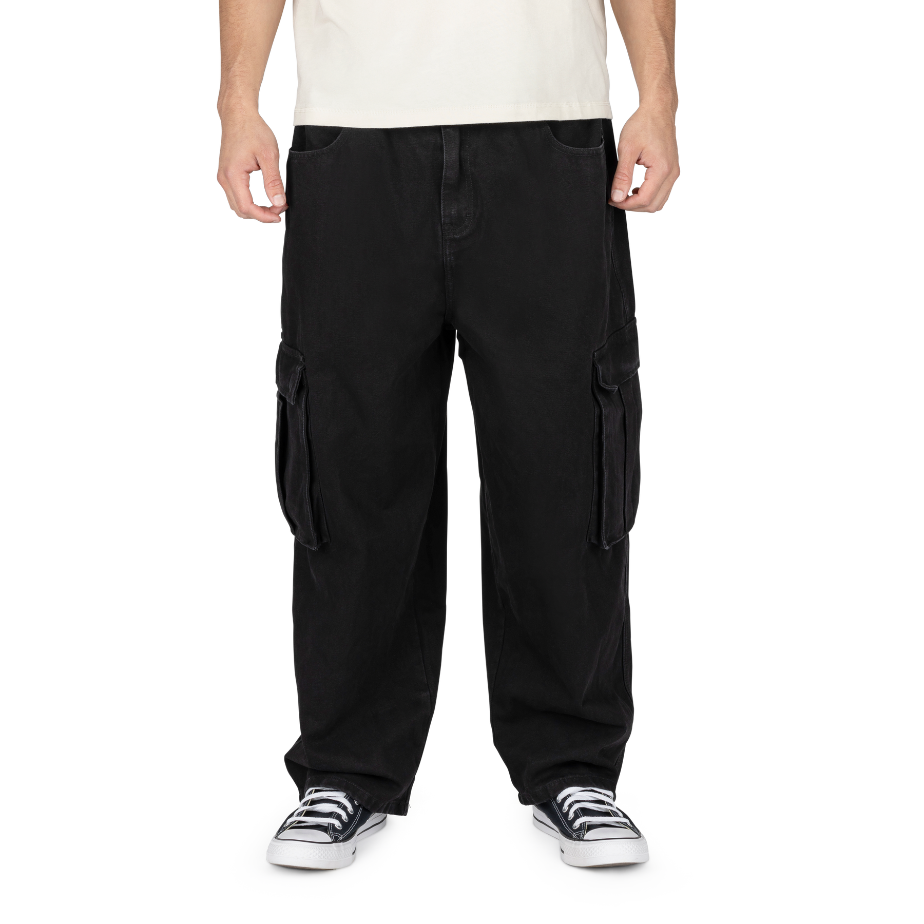 Ezekiel Tully Baggy Cargo Pants – Black Denim Skate Utility Ezekiel Tully Baggy Cargo Pants – Black Denim Skate Utility