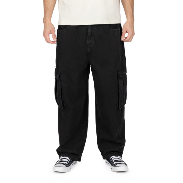 Ezekiel Tully Baggy Cargo Pants – Black Denim Skate Utility