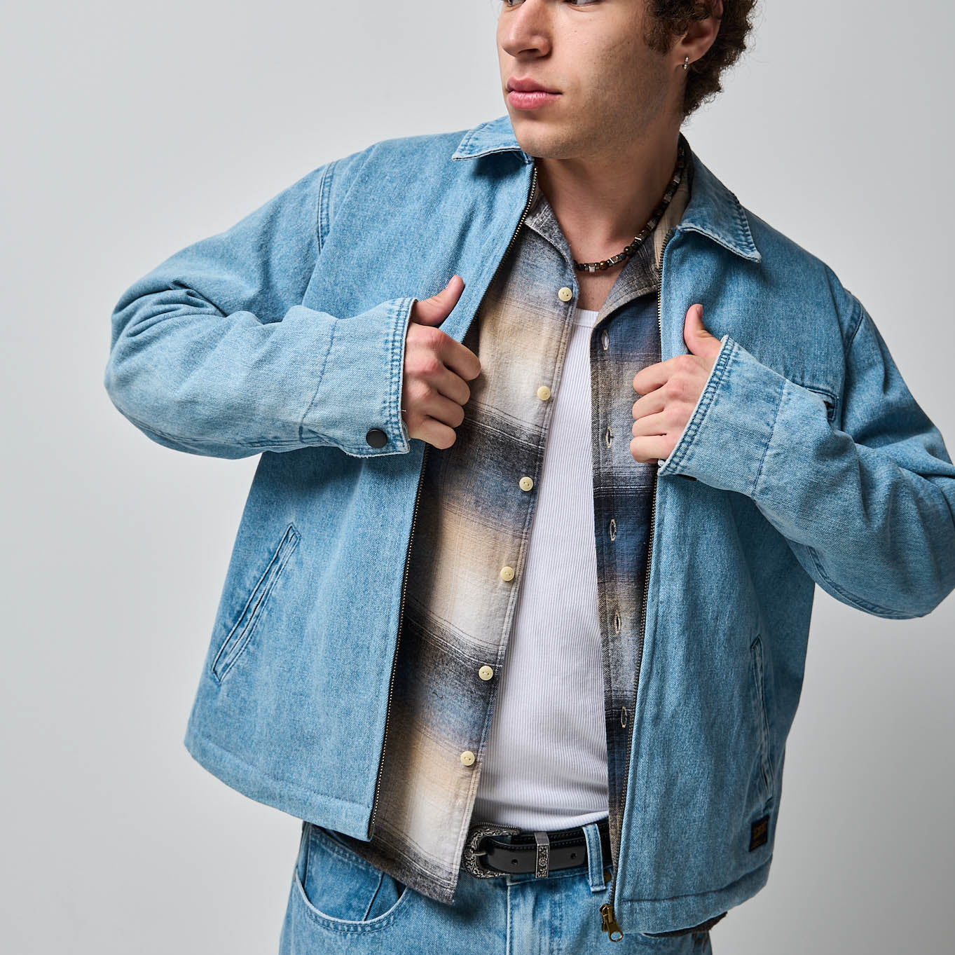 Colton Jacket Light Blue Denim Zip Jacket – Ezekiel