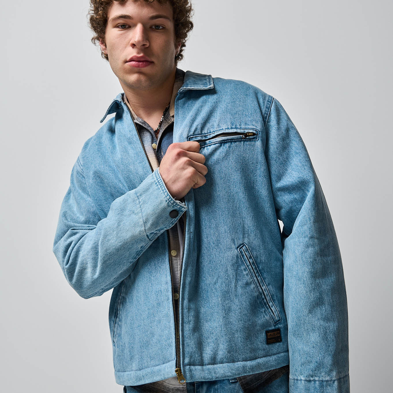 Colton Jacket Light Blue Denim Zip Jacket – Ezekiel